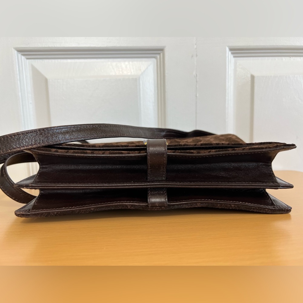Salvatore Ferragamo Brown Suede & Leather Shoulder Bag Vintage Italy - Picture 6 of 13